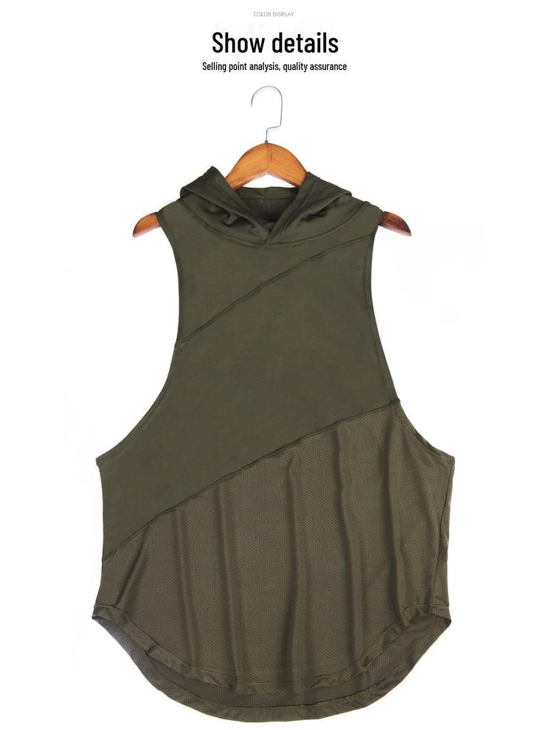 Мужской быстросохнущий спортивный жилет с капюшоном для летних пробежек и баскетбола на открытом воздухе
