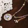Female Purple Beads Zircon Natural Stone Baroque Pearl Necklace Pendant Low MOQ Bulk in Stock Jewelry for Women Party Daily