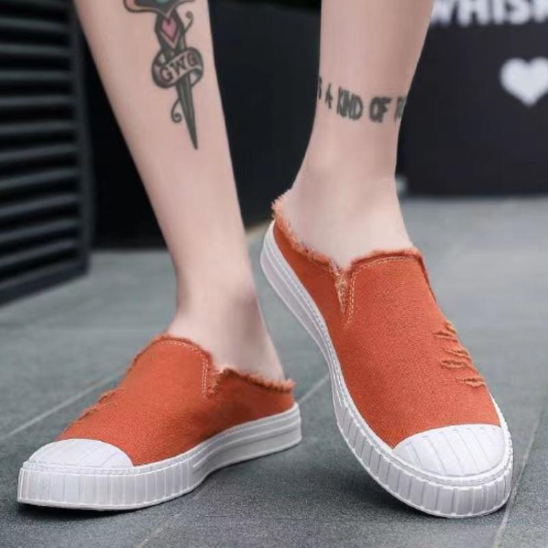Fashion Slides Canvas Summer Men's Shoe Casual Y2k Male Slipper With Stylish Hot Rubber Comfortable Low Price Clappers 2024 Original