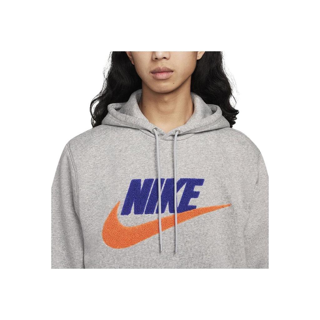 Nike Свободная толстовка с капюшоном с длинным рукавом и принтом логотипа алфавита, мужские топы, серая FN3105-063