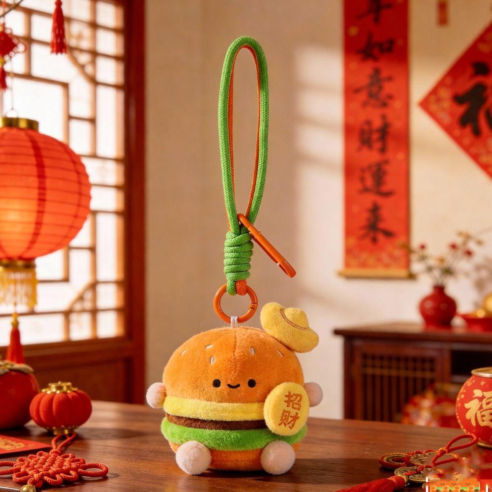 Key Buckle Fortune Burger Pendant Lucky Plush Food Keychain Creative Hamburg Key Chain Gift