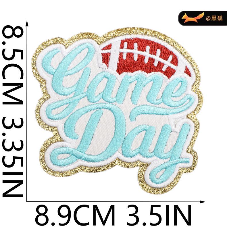 Black Fox Glitter Powder Football Chenier Embroidery Cloth Sticker Baseball Uniform Decoration Diy Patch
