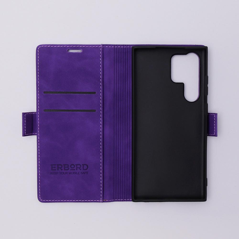 Samsung Galaxy S23 Ultra Case, ERBORD Vintage Wallet Flip Case, Purple