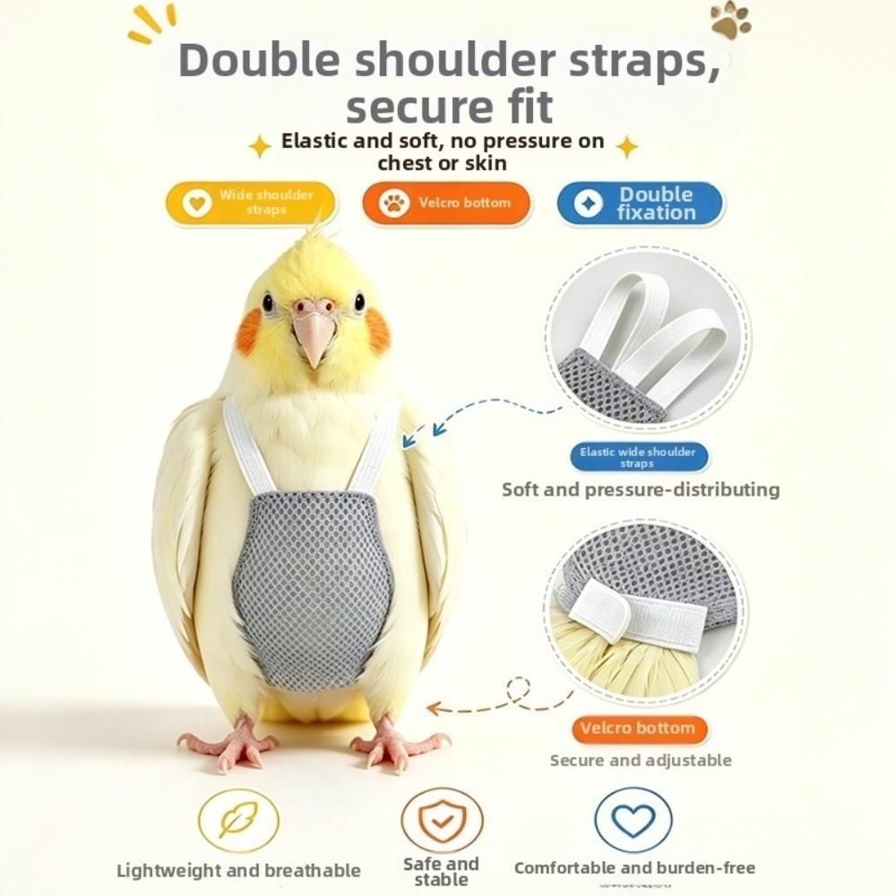 Breathable Bird Flight Suit Honeycomb Mesh Pet Bird Nappy Parrot Harness For Pet Birds