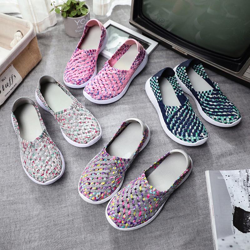 Summer Women Sneakers Plus Size Flats Loafers Soft Beach Walking Sports Shoes Lightweight Slip On