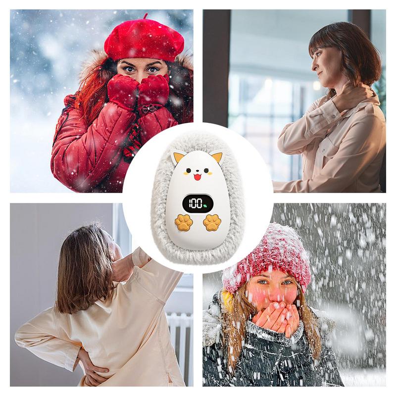 Smart Hand Warmer USB Rechargeable Pocket Heater Cute Animal Hand Warmer Digital Display Outdoor Palm Hand Warmer