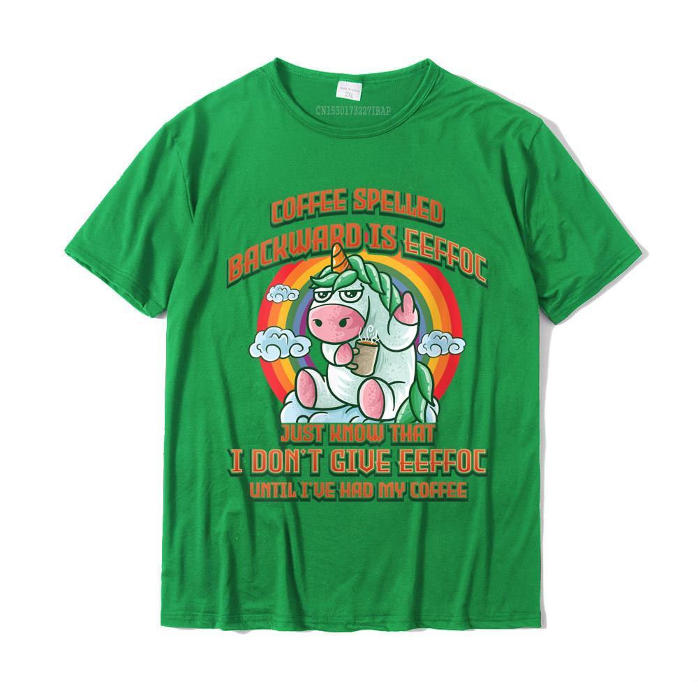 Unisexs Coffee Spelled Backwards Is Eeffoc Unicorns Funny Unicorn TShirt Tops Special Customized Cotton Youth Tees