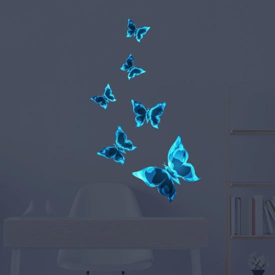 Синие наклейки на стену в виде бабочки Светятся в темноте со сверкающим эффектом Водонепроницаемые Легко наносятся Элегантные наклейки для украшения комнаты Сексуальная одежда для взрослых