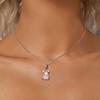 WOSTU 925 Sterling Silver Dreamy Pink Bear Ring Lovely Gift For Girl Daugter Statement Opening Rings Pendant Set Party Jewelry