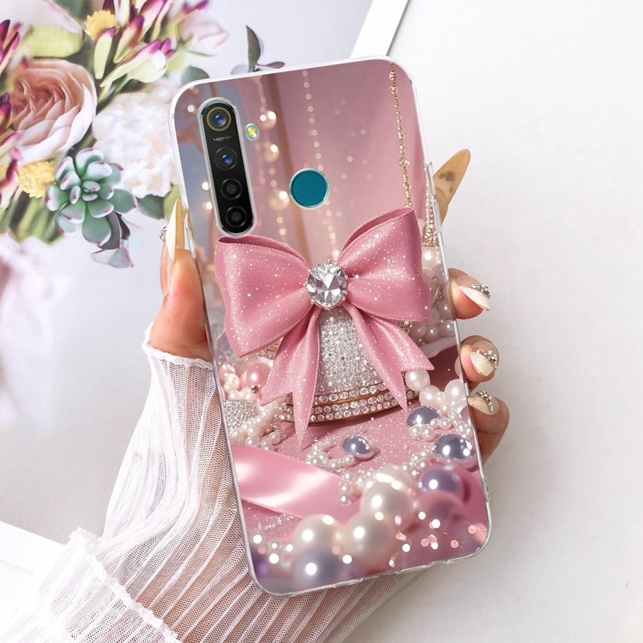 Для Realme 5 5i 5S Realme5 Pro Роскошный Чехол с Рисунком Цветов и Бантом Мягкий Силиконовый Чехол для Телефона Для Realme 5 Pro 5i 5S Задняя Крышка Coque