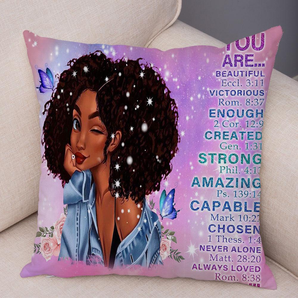 Чехол для подушки с изображением красивой леди, черная наволочка в африканском стиле для девочек, украшение для дивана, автомобиля, дома, наволочка