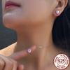 Real 925 Sterling Silver Zircon Love Jewelry Set Rhodium Plated Pink Heart Cut CZ Pendant Necklace Earrings Women Jewelry Set