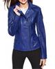 Handmade Blue Jacket Stylish Women's Biker Motorcycle Genuine Lambskin Leather