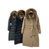 Year contrasting color hooded double-sided wear thickened women's down jacket classic waist long fox hair max loose type