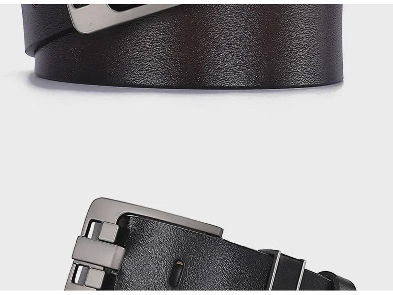 Retro Men's Leather Belt with Extra-Large Waistband and Pin Buckle - Pure Cowhide Genuine Leather