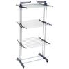 Metal Indoor Clothes Drying Rack Tower With Foldable Wings And Movable Wheels (Silver & Grey)