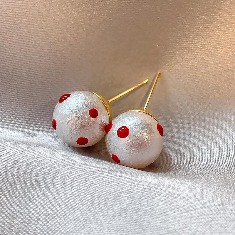 Серьги из хлопка с жемчугом и узором в корейском стиле: Универсальный, простой и высококачественный.