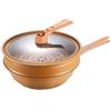 Non-Stick Pan with Steaming Drawer Micro Pressure Pot Kitchen Cooker Non Stick Clay Wok Steamer Basket Induction Frying Pan