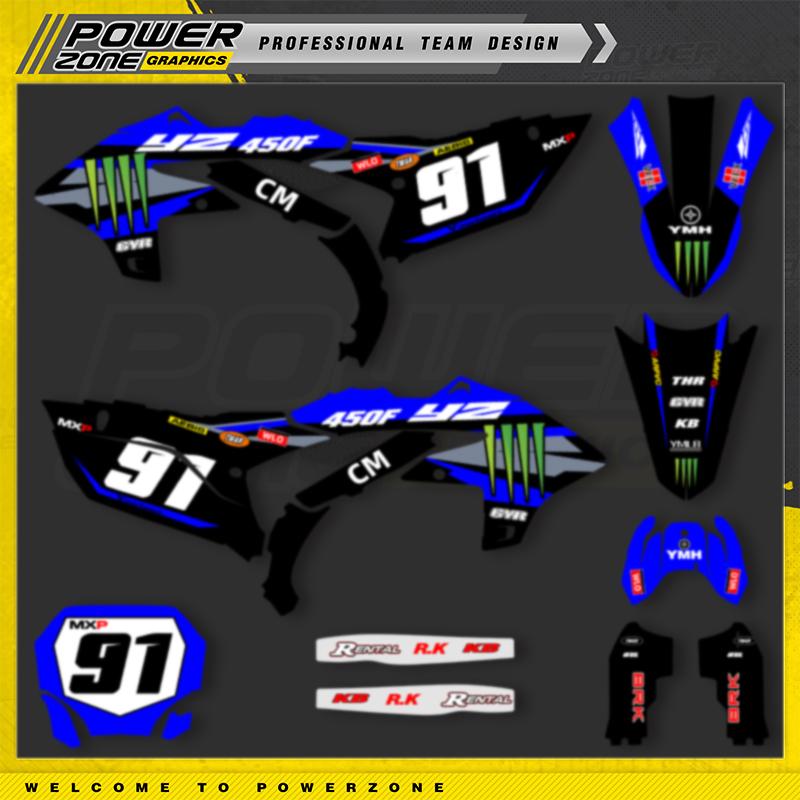 PowerZone Custom Team Graphics Backgrounds Decals Stickers Kit For YAMAHA YZF250 2024-2026 YZF450 2023-2025 Motorcycle Decals 02