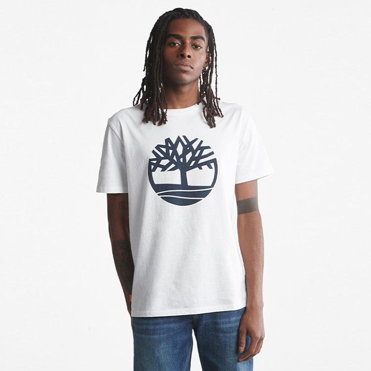 Timberland Logo Print Breathable T-Shirt Men Tops White A6281-100