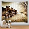Nature Forest Snow Scene Tapestry Train Pattern Aesthetic Room Decor Carpet Living Room Wall Hanging Home Dorm Bedroom Decor