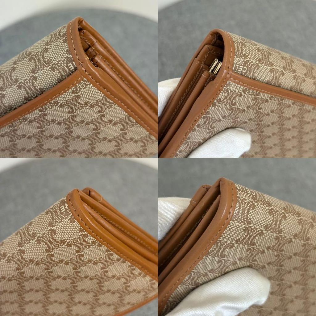 Used Celine Macadam Pattern Long Wallet Bifold Wallet Beige cw520