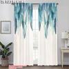 2 шт., 2D принт на плоскости Шторы и оконное убранство Синее перо Прочный полиэстер (без стержня) Украшения для использования внутри для