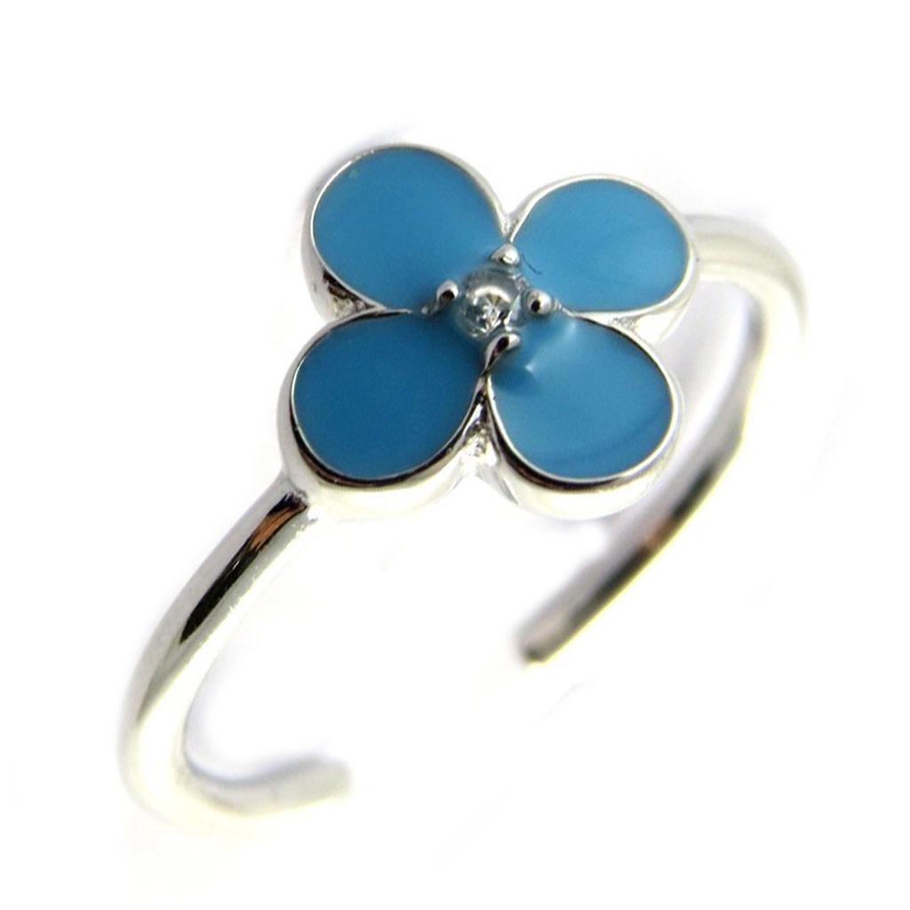 Children's Silver Ring 'Flora' Blue (rhodium-plated) - 9x9x Mm