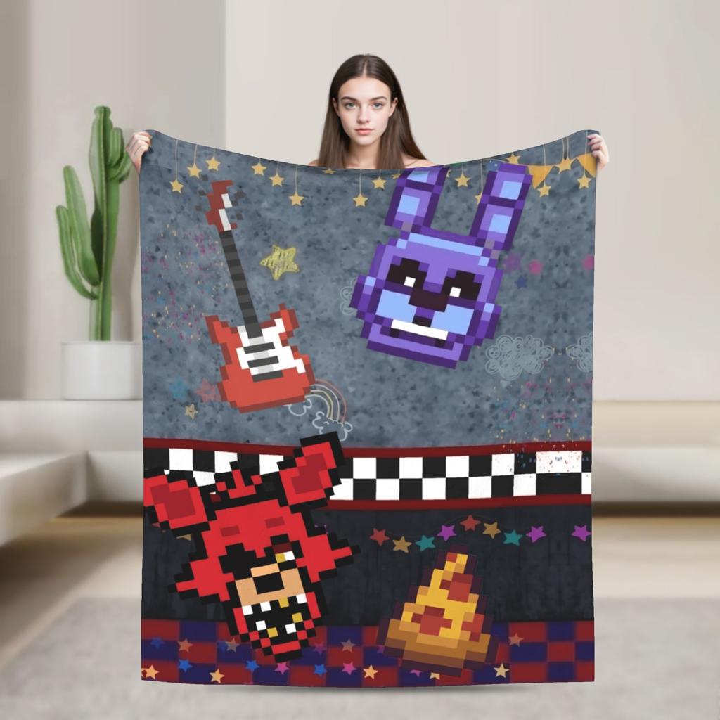FNAFS At Freddy's Horror Blanket Camping Flannel Throw Blanket For Outdoor Soft Design Quality Bedspread Birthday Gift