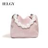 Женская розовая бархатная портативная сумка-облако со складками, сумка на цепочке из бисера, портативная сумка-мессенджер премиум-класса на плечо.