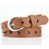 Women Girls Heart Hollow Belt Faux Leather Metal Buckle Straps Waistband
