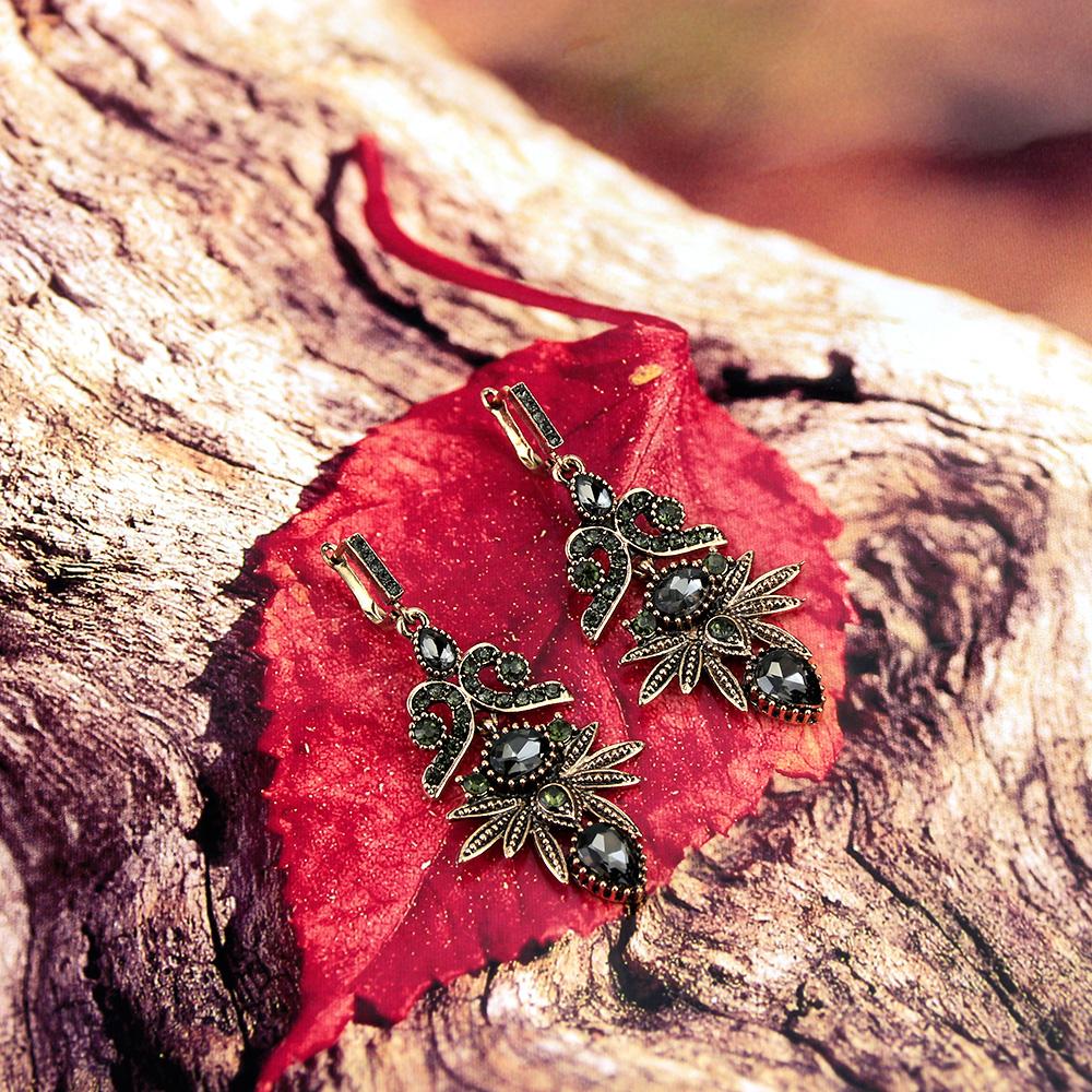 Винтажный комплект ювелирных изделий в богемном стиле, античное золото, серьги-капли в стиле бохо, ожерелье для женщин, свадебные украшения