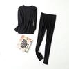 Womens Silk Blend Thermal Underwear Set Solid Color Long Johns Soft Warm Base Layer