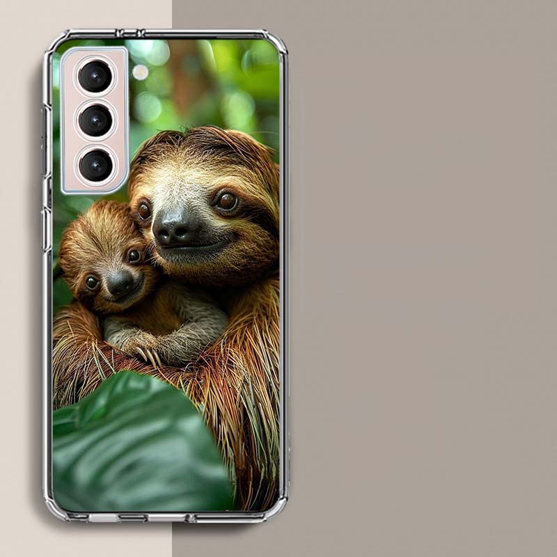 Милый чехол для телефона со ленивцем для Samsung A16 A26 A36 A56 A17 A15 A25 A35 A55 A14 A24 A34 A54 A04S A05S Galaxy Note 20 10 9 8 A9 A8 A7 A