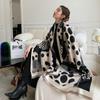 Korean-Style Geometric Polka Dot Cashmere Shawl - Warm Autumn & Winter Scarf for Women