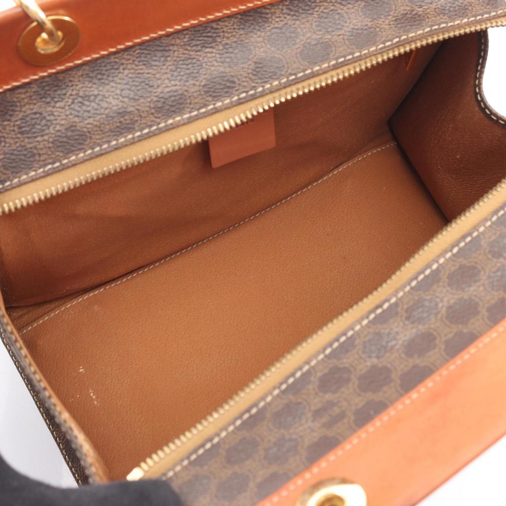 Used CELINE Macadam Handbag PVC coated canvas leather Brown Used Women