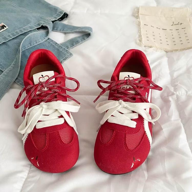 Casual Moral Training Shoes Women's Ins Tide 2025 New Autumn Big Head Bread Shoes Versatile Board Shoes Women's Breathable Mesh Shoes