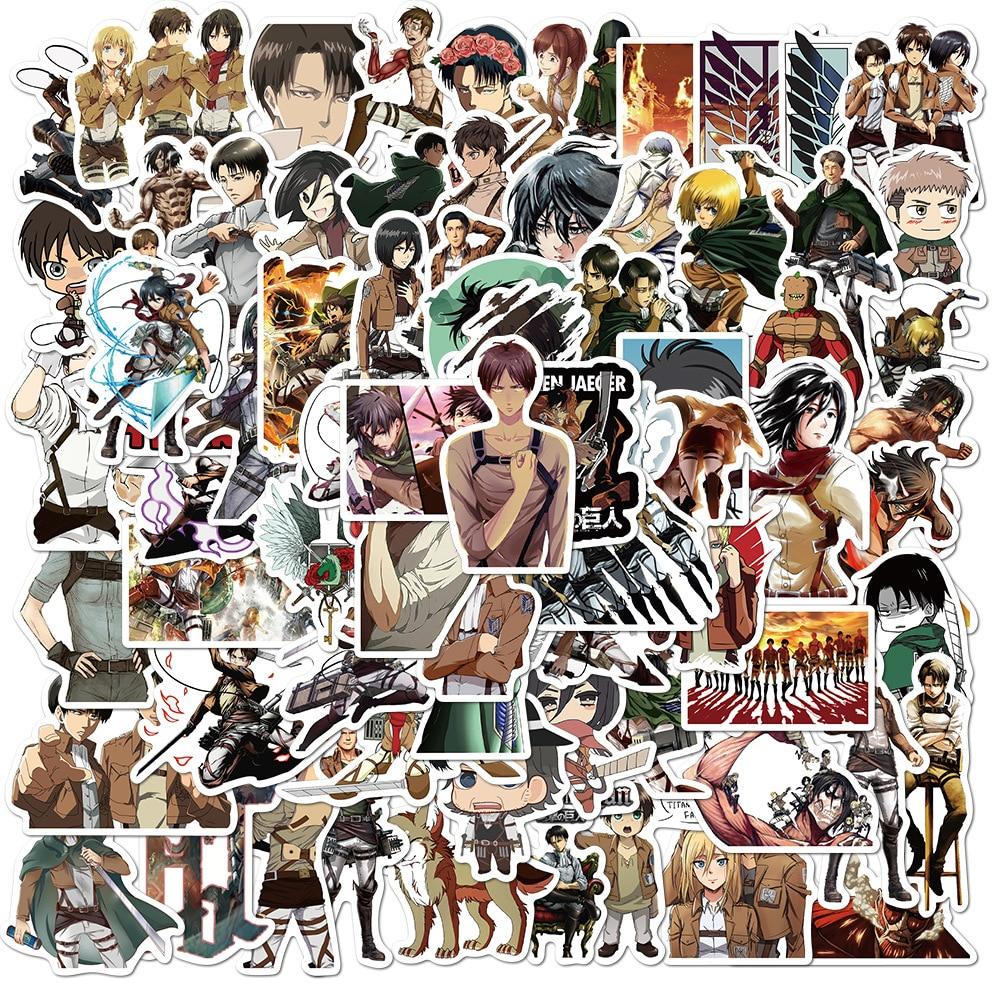 50Pcs Attack On Titan Anime Stickers Pack Bicycle Motorcycle Laptop Skateboard Guitar Luggage Waterproof Sticker Kids Toys