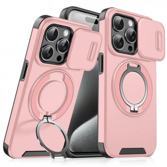 Чехол для iPhone 16 Pro Max, Магнитная крышка для камеры, Чехол для телефона с вращающимся на 360° кольцом-держателем для iPhone 16