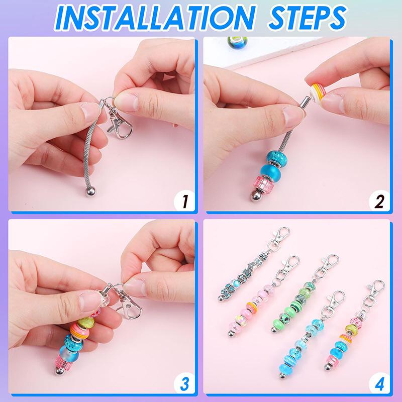 WTEMPO Заготовки для брелоков с бусинами, пустые съемные металлические аксессуары для брелоков для DIY рукоделия, набор для брелоков с бусинами, серебристая отделка