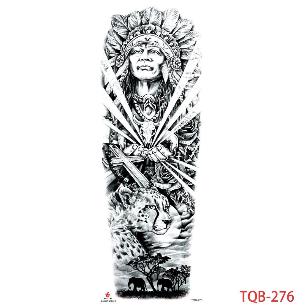 1 PC 480*170MM Large Temporary Tattoos Sleeve for Men Women Full Arm Selleve Tattoos Temporary Realistic Fake Wolf Tiger Lion Tattoo