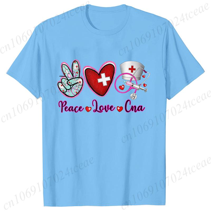 New Women T Shirt Pullover Oversize Valentines Day Love Nurse Print T-Shirt Casual Short Sleeve Women T-Shirt Nurse Tees Gifts