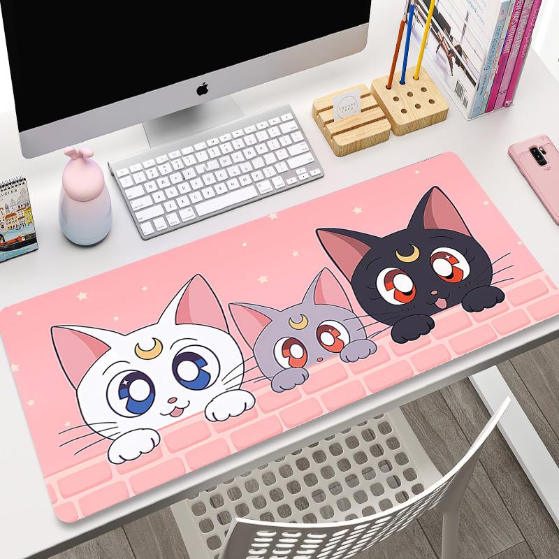 Large Cute Japan Cat Gamer Mousepad x DeskMat Computer Gaming Accessories Anime Art Carpet Office Play Mat