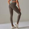European and American tight seamless knitted hip lift high waist belly solid color yoga pants sports running fitness nine-point pants