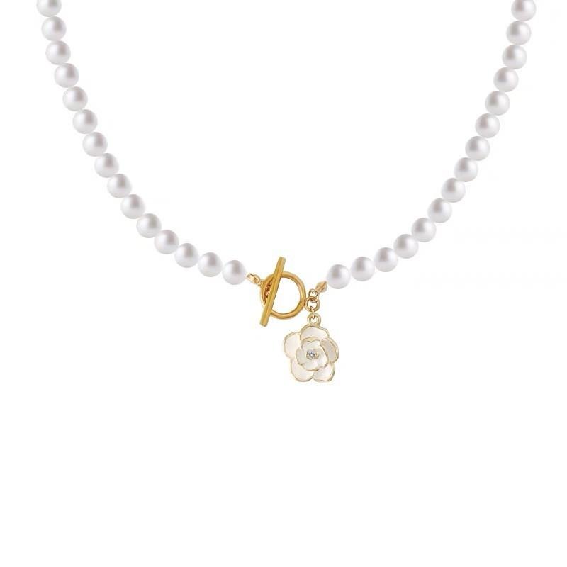 Ожерелье для женщин, элегантный белый кулон с камелией, колье, аксессуары, ювелирные изделия