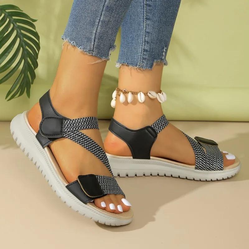 Мода 2025 Горячая Распродажа Женская Обувь Пип-То Женские Сандалии Мода Бестселлер Повседневные Сандалии Женские Летние Большой Размер Однотонные Плоские Сандалии