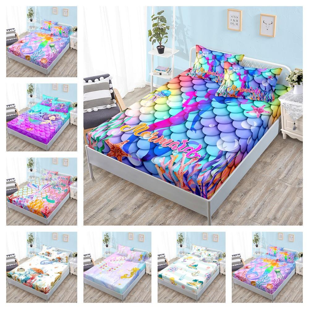 Постепенно меняющий цвет комплект матраса «Русалка» из трех предметов: наволочка, наматрасник