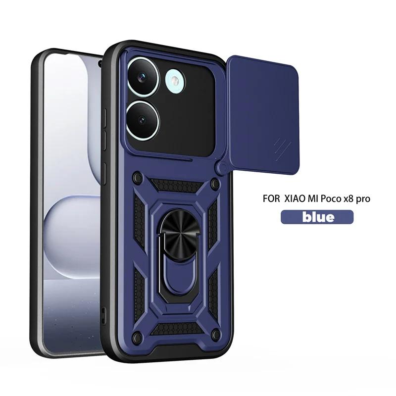 Чехол Для Xiaomi Poco X8 Pro 5G Чехол Бронированный Слайдер Защита Камеры Кольцо-Подставка Задняя Крышка Для Pocco Poko Little X8Pro PocoX8pro Capa