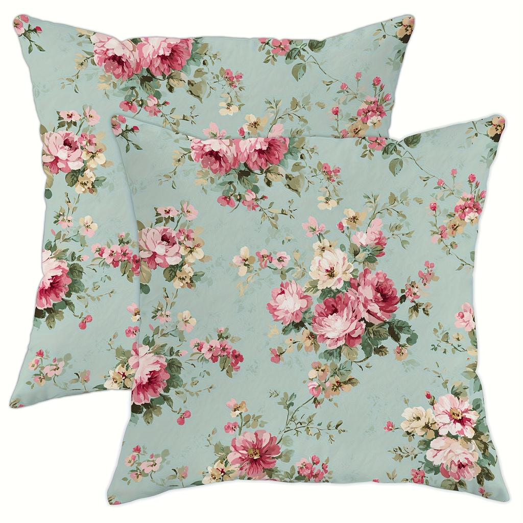 pc French Country Peony Floral Throw Pillow Cover D DoubleSide Print Polyester Cushion Case for Home Sofa Car Bedroom Decor