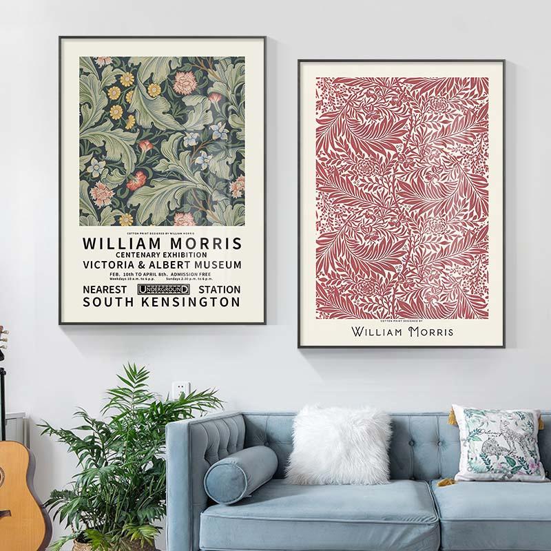 William Morris Leaf Flower Plant Wall Art Canvas Painting Gallery Nordic Posters And Prints Pictures For Home Living Room Decor